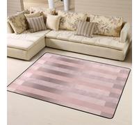 Hnnkloy Elegante Raya Rosa Rubor con Purpurina Oro Rosa, Alfombra Grande Antideslizante para Sala de Estar o Dormitorio, 160 x 120 cm.