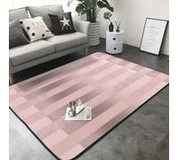 Hnnkloy Elegante Raya Rosa Rubor con Purpurina Oro Rosa, Alfombra Grande Antideslizante para Sala de Estar o Dormitorio, 208 x 148 cm.