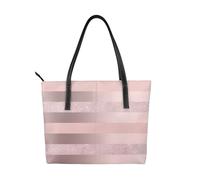 Hnnkloy Elegante raya rosa rubor con purpurina oro rosa,Bolso de mano de piel sintética, bolso tote de gran capacidad, bolso de hombro para mujer, ideal para el trabajo y los viajes.