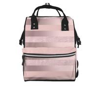 Hnnkloy Elegante raya rosa rubor con purpurina oro rosa.Mochila de maternidad de gran capacidad, bolso cambiador, mochila de viaje para actividades al aire libre.
