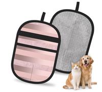 Hnnkloy Elegante Raya Rosa Rubor con Purpurina Oro Rosa, Paquete de 2 Guantes para Eliminar el Pelo de Mascotas, Guantes de Aseo antiestáticos para Perros y Gatos.