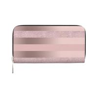 Hnnkloy Elegante Raya Rosa ruborizada con Brillo Dorado Rosa,Carteras de Cuero PU de Gran Capacidad para Hombres y Mujeres.