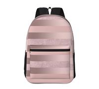 Hnnkloy Elegante raya rosa ruborizada con brillo dorado rosa,Mochila informal de 17 pulgadas con bolsillos, resistente al agua, para la escuela.
