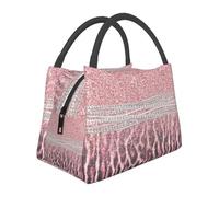 Hnnkloy Elegante y femenina, con estampado de leopardo rosa y purpurina.,Bolsa de almuerzo portátil, bolsa isotérmica, fiambrera duradera, bolsa térmica reutilizable.