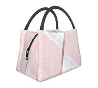 Hnnkloy Elegante y femenino, con purpurina oro rosa y mármol blanco.,Bolsa de almuerzo portátil, bolsa isotérmica, fiambrera duradera, bolsa térmica reutilizable.