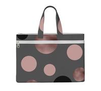 Hnnkloy Elegantes círculos negros de imitación oro rosa ruborizado,Bolsa de lona para documentos con cremallera, bolso de mano, maletín para la escuela y la oficina.