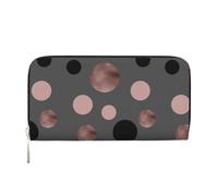 Hnnkloy Elegantes círculos Negros Falsos de Color Rosa,Carteras de Cuero PU de Gran Capacidad para Hombres y Mujeres.