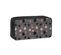 Hnnkloy Elegantes círculos Negros Falsos de Color Rosa,Estuche de lápices de Gran Capacidad, portátil, para bolígrafos, Bolsa de papelería para la Escuela y la Oficina.