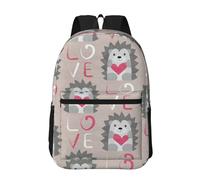 Hnnkloy Erizo con corazón de amor,Mochila informal de 17 pulgadas con bolsillos, resistente al agua, para la escuela.