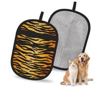 Hnnkloy Estampado Animal Tigre Negro Oro, Paquete de 2 Guantes para Eliminar el Pelo de Mascotas, Guantes de Aseo antiestáticos para Perros y Gatos.