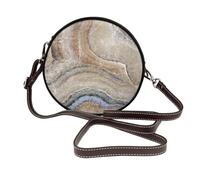 Hnnkloy Estampado azul pálido de piedra ónix,Bolso de hombro de piel sintética, bolso cruzado redondo - Bolso circular para mujer