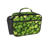 Hnnkloy Estampado de coles de Bruselas verdes,Bolsa de almuerzo portátil, fiambrera resistente, bolsa isotérmica reutilizable