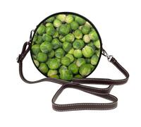 Hnnkloy Estampado de coles de Bruselas verdes,Bolso de hombro de piel sintética, bolso cruzado redondo - Bolso circular para mujer