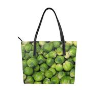 Hnnkloy Estampado de coles de Bruselas verdes,Bolso de mano de piel sintética, bolso tote de gran capacidad, bolso de hombro para mujer, ideal para el trabajo y los viajes.