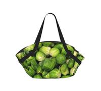 Hnnkloy Estampado de Coles de Bruselas Verdes,Esterilla de Camping portátil, Manta de Picnic Plegable Multifuncional Que también Sirve como Bolsa de Camping para Viajes.