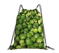 Hnnkloy Estampado de coles de Bruselas verdes,Mochila con cordón unisex, bolsa deportiva para gimnasio, mochila informal para el día a día.
