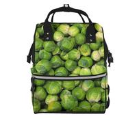 Hnnkloy Estampado de coles de Bruselas verdes.Mochila de maternidad de gran capacidad, bolso cambiador, mochila de viaje para actividades al aire libre.