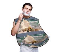 Hnnkloy Estampado de estrellas de mar y conchas marinas en la playa, Babero de afeitar para hombre, delantal para barba, recogedor de pelo de barba para hombre 107x73cm