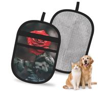 Hnnkloy Estampado de Flor de Rosa, Paquete de 2 Guantes para Eliminar el Pelo de Mascotas, Guantes de Aseo antiestáticos para Perros y Gatos.