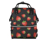 Hnnkloy Estampado de fresa rosa fresa.Mochila de maternidad de gran capacidad, bolso cambiador, mochila de viaje para actividades al aire libre.