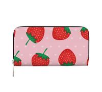 Hnnkloy Estampado de Fresa Rosa Kawaii,Carteras de Cuero PU de Gran Capacidad para Hombres y Mujeres.