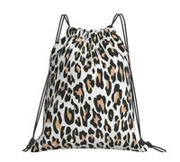 Hnnkloy Estampado de leopardo naranja sobre fondo blanco. Animales salvajes.,Mochila con cordón unisex, bolsa deportiva para gimnasio, mochila informal para el día a día.