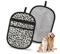 Hnnkloy Estampado de Leopardo, Paquete de 2 Guantes para Eliminar el Pelo de Mascotas, Guantes de Aseo antiestáticos para Perros y Gatos.