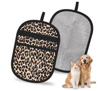 Hnnkloy Estampado de Leopardo, Paquete de 2 Guantes para Eliminar el Pelo de Mascotas, Guantes de Aseo antiestáticos para Perros y Gatos.