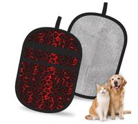 Hnnkloy Estampado de Leopardo Rojo Oscuro, Paquete de 2 Guantes para Eliminar el Pelo de Mascotas, Guantes de Aseo antiestáticos para Perros y Gatos.