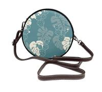 Hnnkloy Estampado de lujo de hojas adorables,Bolso de hombro de piel sintética, bolso cruzado redondo - Bolso circular para mujer