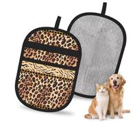 Hnnkloy Estampado de Piel de Leopardo y Tigre, Paquete de 2 Guantes para Eliminar el Pelo de Mascotas, Guantes de Aseo antiestáticos para Perros y Gatos.