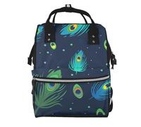 Hnnkloy Estampado de pluma de pavo real.Mochila de maternidad de gran capacidad, bolso cambiador, mochila de viaje para actividades al aire libre.