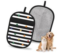 Hnnkloy Estampado de Rayas de Lunares arcoíris en Blanco y Negro, Paquete de 2 Guantes para Eliminar el Pelo de Mascotas, Guantes de Aseo antiestáticos para Perros y Gatos.