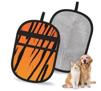 Hnnkloy Estampado de Rayas de Tigre, Paquete de 2 Guantes para Eliminar el Pelo de Mascotas, Guantes de Aseo antiestáticos para Perros y Gatos.