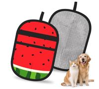 Hnnkloy Estampado de sandía, Fruta, Rojo, Elegante, Paquete de 2 Guantes para Eliminar el Pelo de Mascotas, Guantes de Aseo antiestáticos para Perros y Gatos.