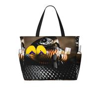 Hnnkloy Estampado de serpiente Mamba Negra,Bolso de playa de gran capacidad, bolso de hombro de viaje para mujer, bolso de mano impermeable.
