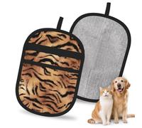 Hnnkloy Estampado de Tigre, Paquete de 2 Guantes para Eliminar el Pelo de Mascotas, Guantes de Aseo antiestáticos para Perros y Gatos.