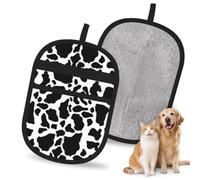 Hnnkloy Estampado de Vaca, Paquete de 2 Guantes para Eliminar el Pelo de Mascotas, Guantes de Aseo antiestáticos para Perros y Gatos.