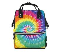 Hnnkloy Estampado tie-dye arcoíris.Mochila de maternidad de gran capacidad, bolso cambiador, mochila de viaje para actividades al aire libre.