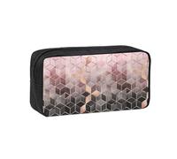 Hnnkloy Estilo nórdico, patrón geométrico Rosa, Dorado,Estuche de lápices de Gran Capacidad, portátil, para bolígrafos, Bolsa de papelería para la Escuela y la Oficina.