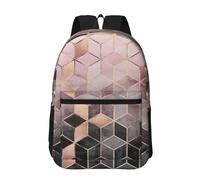 Hnnkloy Estilo nórdico, patrón geométrico rosa, dorado,Mochila informal de 17 pulgadas con bolsillos, resistente al agua, para la escuela.