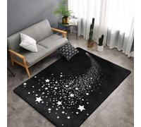 Hnnkloy Estrella Patrón Estrella Fugaz Blanco y Negro, Alfombra Grande Antideslizante para Sala de Estar o Dormitorio, 150 x 100 cm.