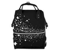 Hnnkloy Estrella Patrón Estrella Fugaz Blanco y Negro.Mochila de maternidad de gran capacidad, bolso cambiador, mochila de viaje para actividades al aire libre.