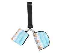 Hnnkloy Estrellas de mar sobre sal marina,Bolso de muñeca para deportes al aire libre, monedero portátil, cartera de muñeca con llavero desmontable
