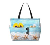 Hnnkloy Estrellas de mar sobre sal marina,Bolso de playa de gran capacidad, bolso de hombro de viaje para mujer, bolso de mano impermeable.