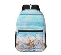 Hnnkloy Estrellas de mar sobre sal marina,Mochila informal de 17 pulgadas con bolsillos, resistente al agua, para la escuela.