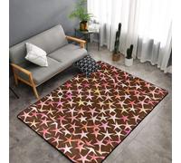 Hnnkloy Estrellas satinadas Rosas sobre Chocolate, Alfombra Grande Antideslizante para Sala de Estar o Dormitorio, 150 x 100 cm.