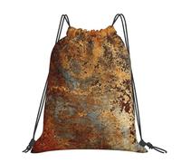 Hnnkloy Estructura de hierro de acero oxidado de color marrón óxido colorido,Mochila con cordón unisex, bolsa deportiva para gimnasio, mochila informal para el día a día.