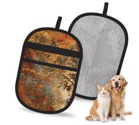 Hnnkloy Estructura de Hierro de Acero Oxidado de Color marrón óxido Colorido, Paquete de 2 Guantes para Eliminar el Pelo de Mascotas, Guantes de Aseo antiestáticos para Perros y Gatos.