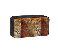 Hnnkloy Estructura de Hierro y Acero Oxidado de Metal Colorido con óxido marrón,Estuche de lápices de Gran Capacidad, portátil, para bolígrafos, Bolsa de papelería para la Escuela y la Oficina.